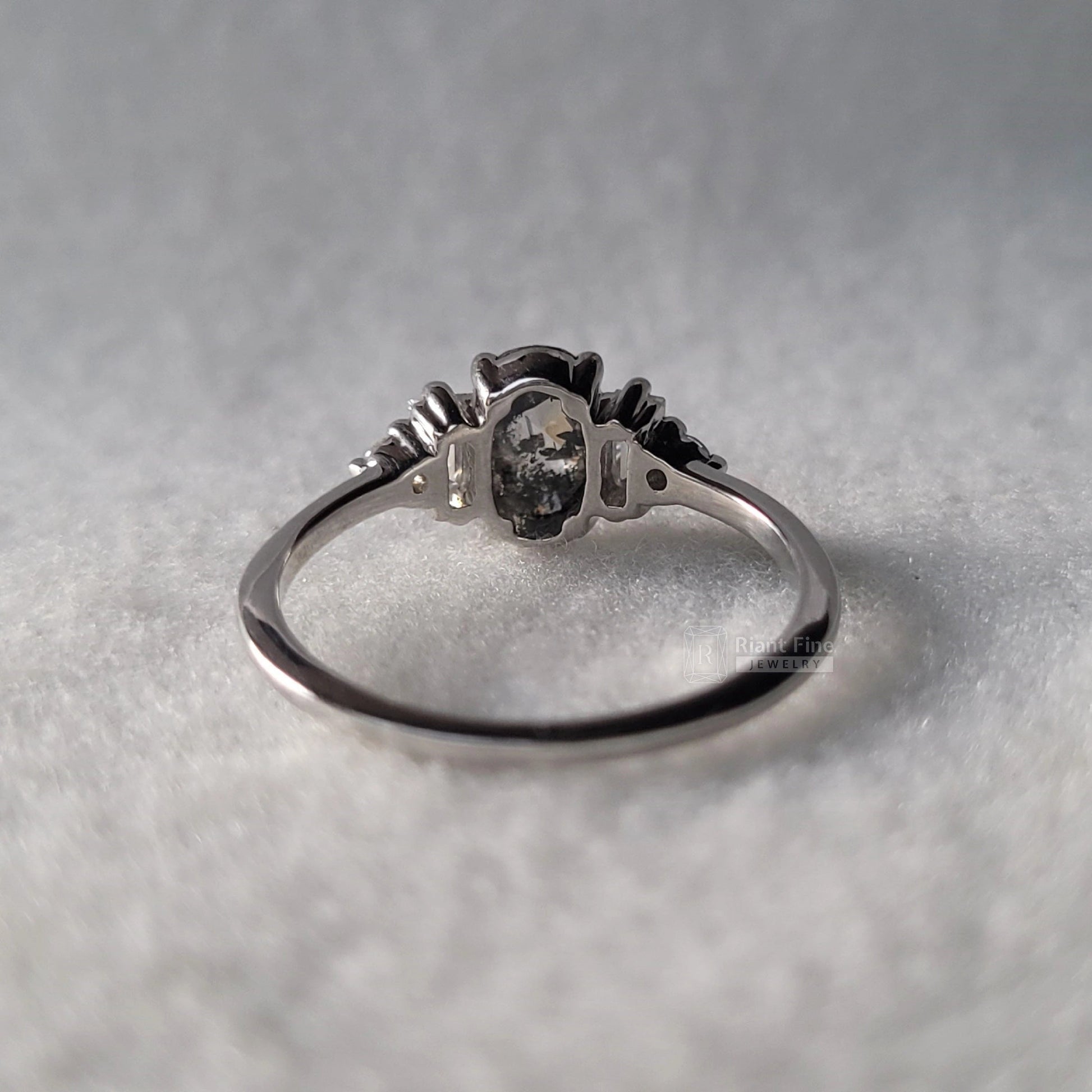 Five Stone Oval Salt & Pepper Diamond Engagement Rings - Riant Fine Jewelry LLC