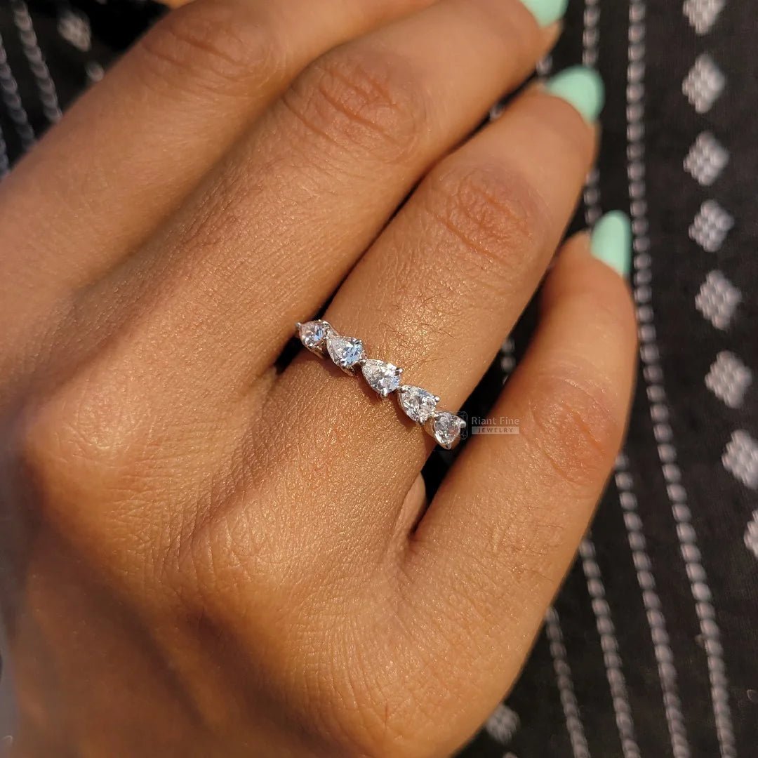 Five Stone Pear Shaped Diamond Band in Lab Grown Gold - Riant Fine Jewelry