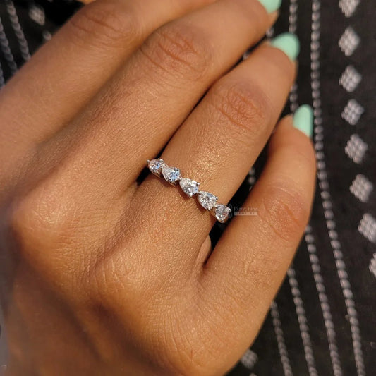 Five Stone Pear Shaped Diamond Band in Lab Grown Gold - Riant Fine Jewelry