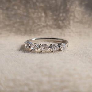 Five Stone Pear Shaped Diamond Band in Lab Grown Gold