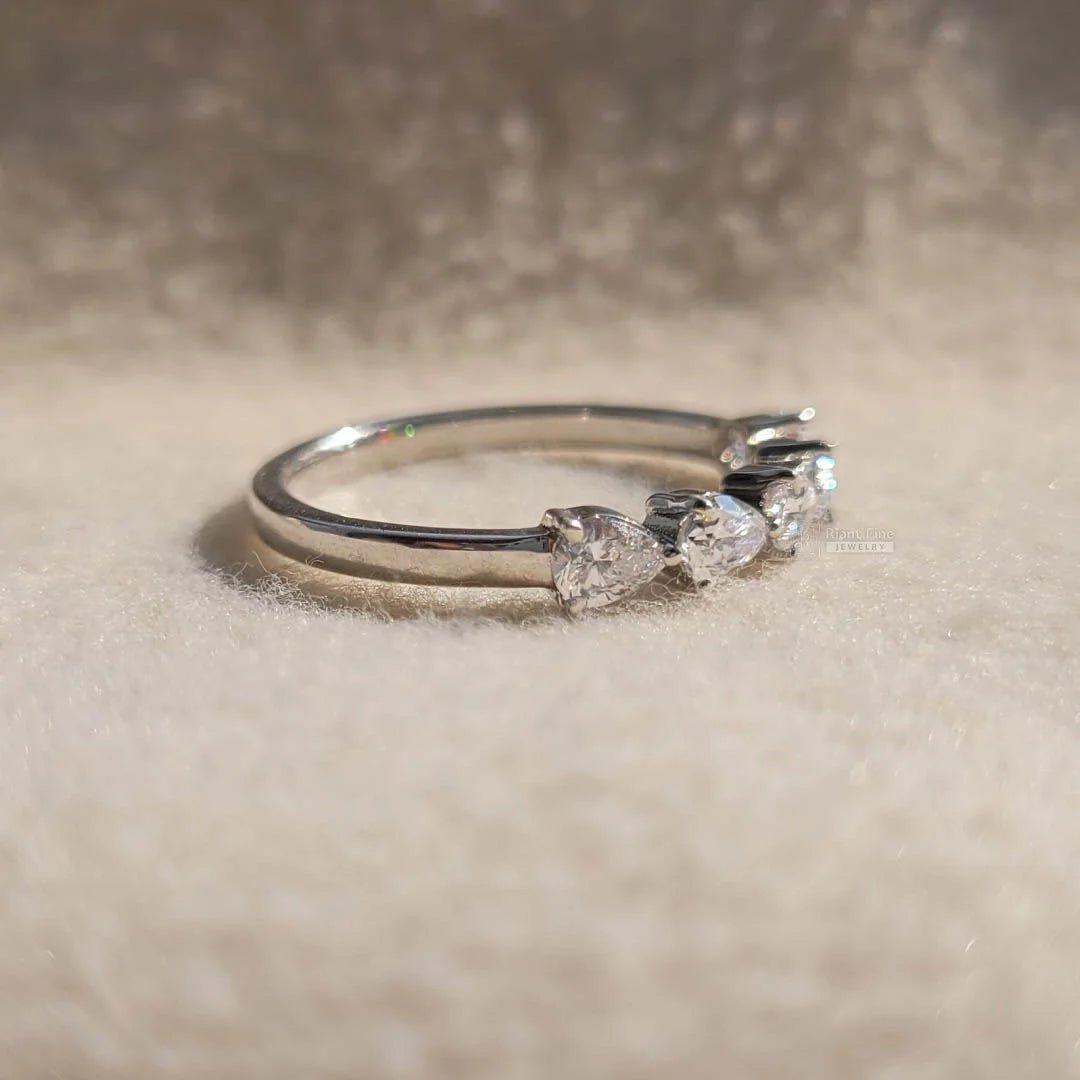 Five Stone Pear Shaped Diamond Band in Lab Grown Gold - Riant Fine Jewelry