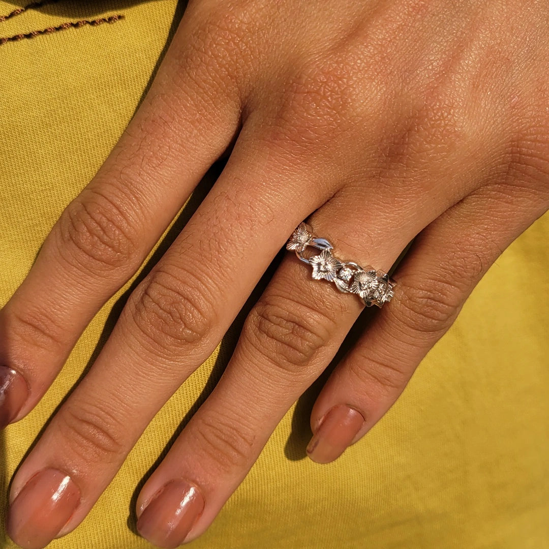 Floral Half Eternity Diamond Ring