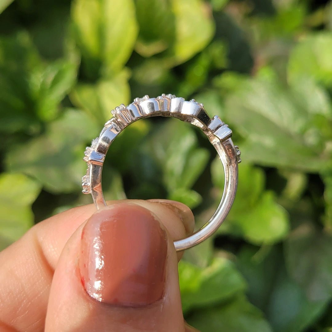 Floral Lab Grown Diamond Wedding Band in 14K White Gold - Riant Fine Jewelry LLC