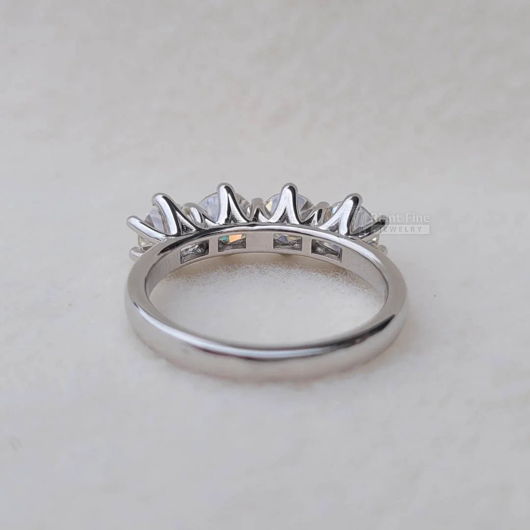 Four Stone Round Moissanite Wedding Band in 14K Gold - Riant Fine Jewelry LLC