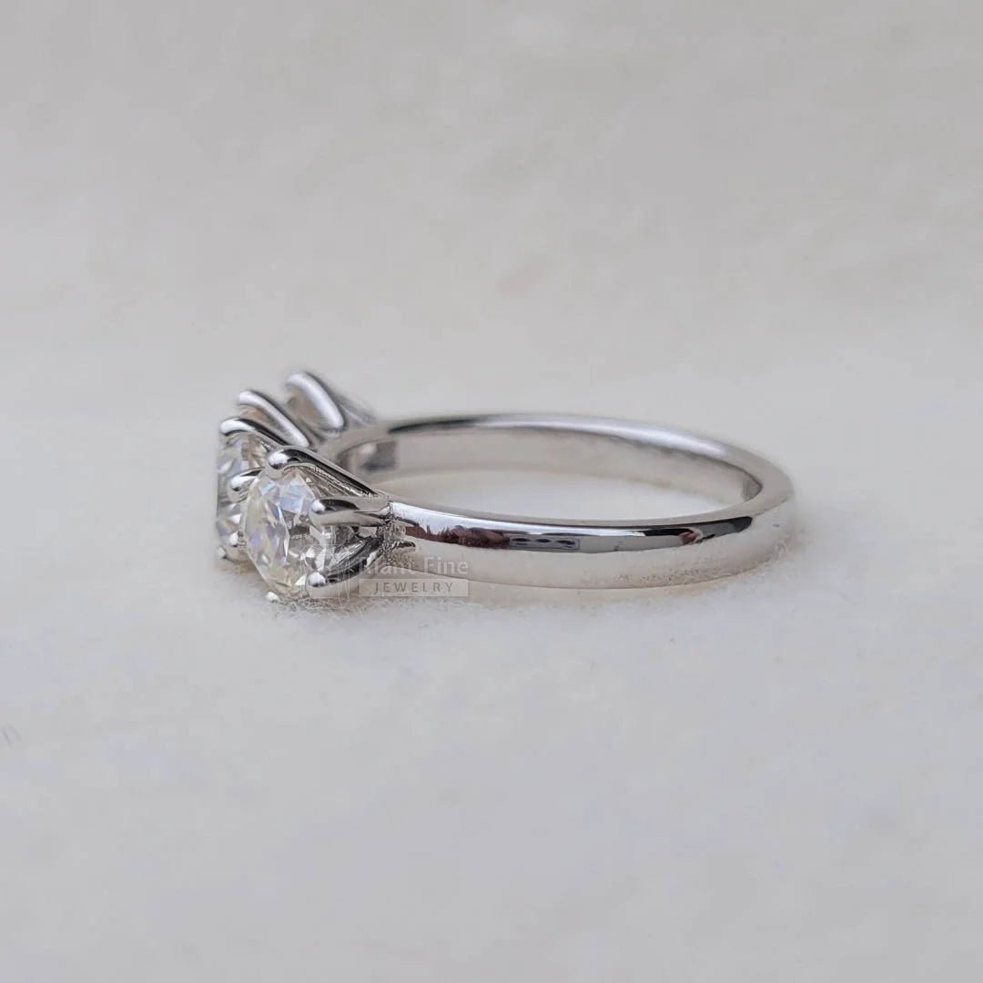 Four Stone Round Moissanite Wedding Band in 14K Gold - Riant Fine Jewelry LLC
