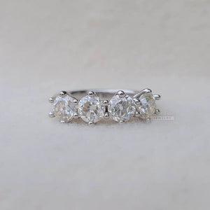 Four Stone Round Moissanite Wedding Band in 14K Gold