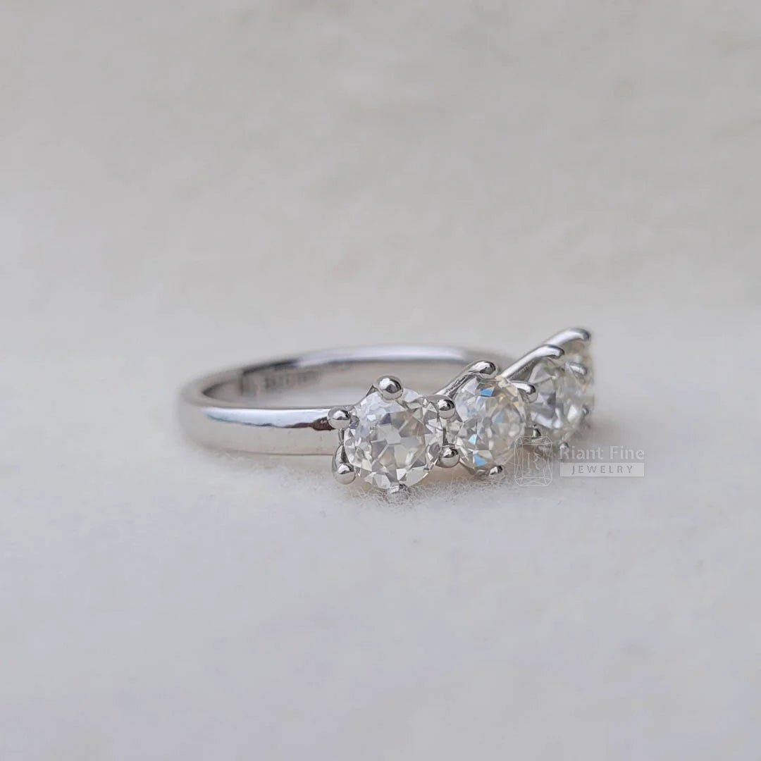 Four Stone Round Moissanite Wedding Band in 14K Gold - Riant Fine Jewelry LLC
