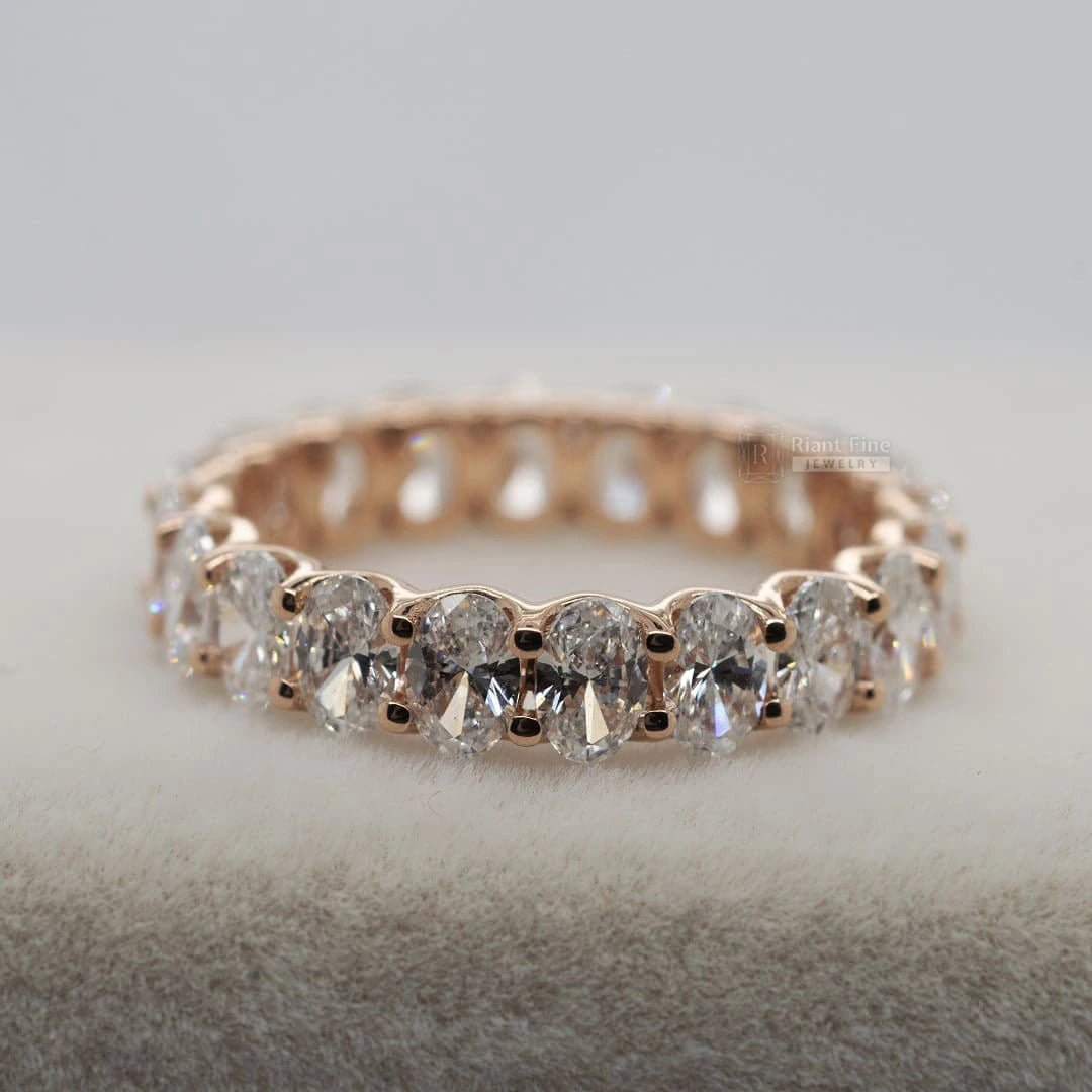 Full Eternity Oval Lab Diamond Wedding Band 14K Gold - Riant Fine Jewelry LLC