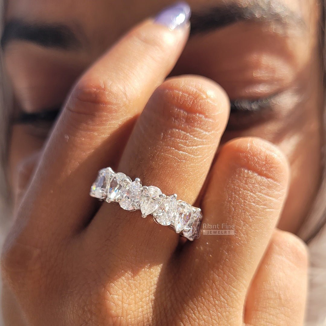 Full Eternity Pear Moissanite Diamond Wedding Band - Riant Fine Jewelry