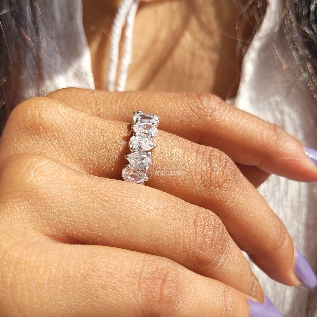 Full Eternity Pear Moissanite Diamond Wedding Band - Riant Fine Jewelry