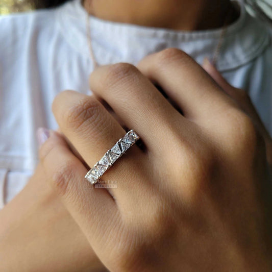Full Eternity Wedding Bands With Triangle Lab Grown Diamonds - Riant Fine Jewelry LLC