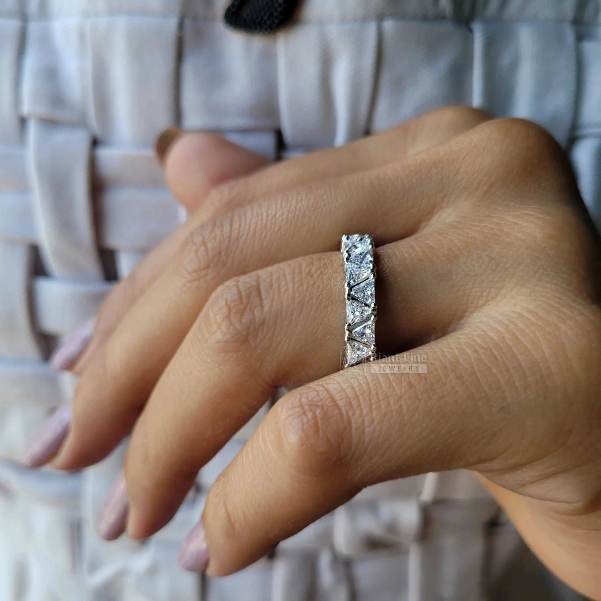 Full Eternity Wedding Bands With Triangle Lab Grown Diamonds - Riant Fine Jewelry LLC