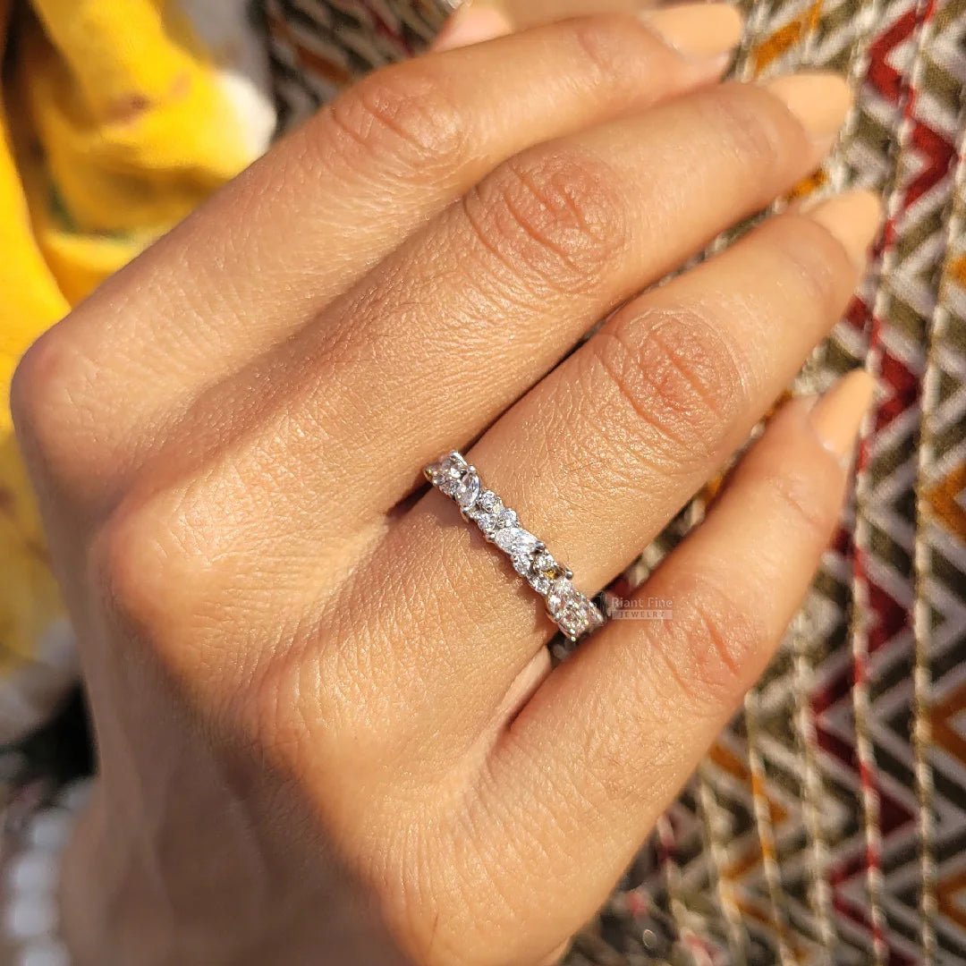 Half Eternity Diamond White Gold Wedding Band - Riant Fine Jewelry LLC