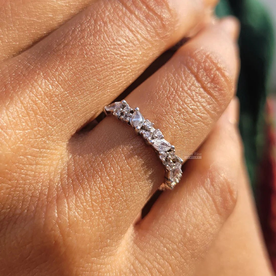 Half Eternity Diamond White Gold Wedding Band - Riant Fine Jewelry LLC