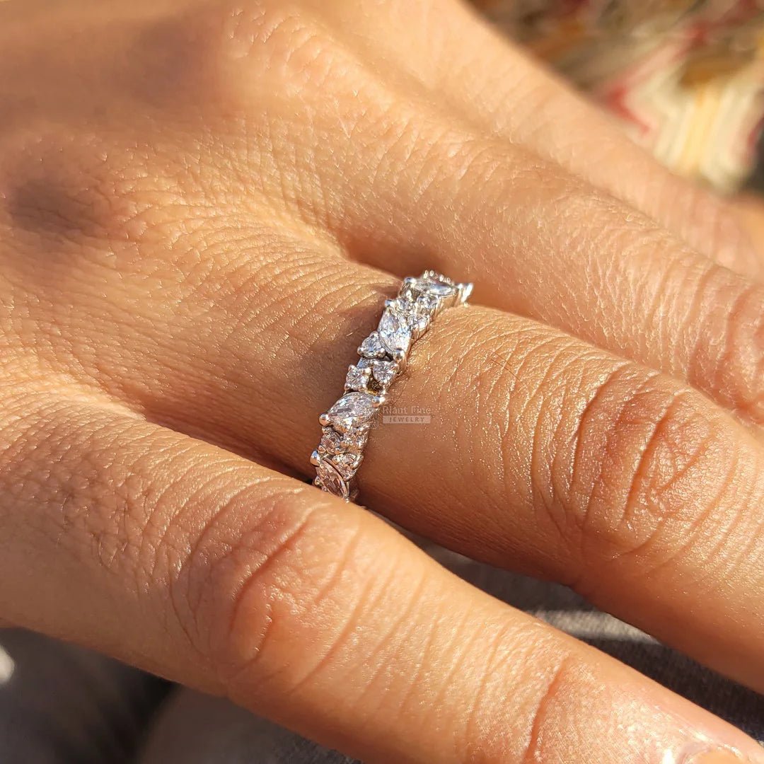 Half Eternity Diamond White Gold Wedding Band - Riant Fine Jewelry LLC
