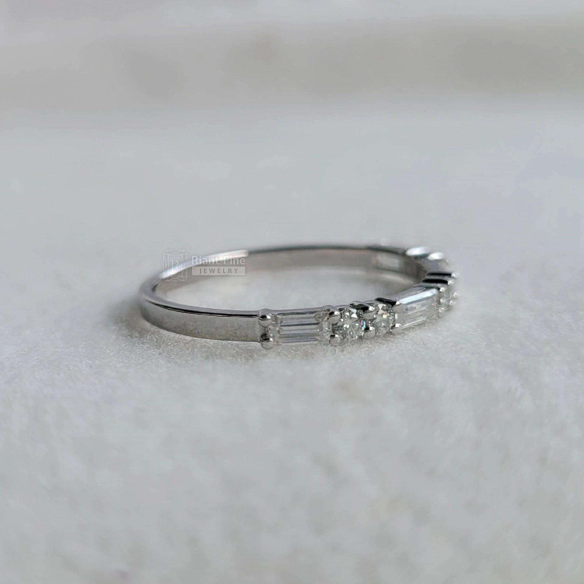 Half Eternity Lab Diamond Wedding Band in 14K White Gold - Riant Fine Jewelry LLC
