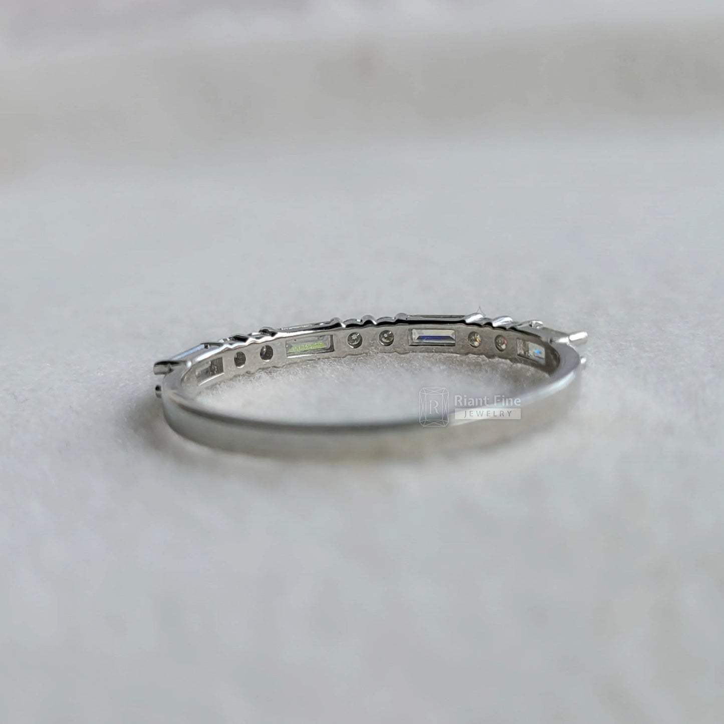 Half Eternity Lab Diamond Wedding Band in 14K White Gold - Riant Fine Jewelry LLC