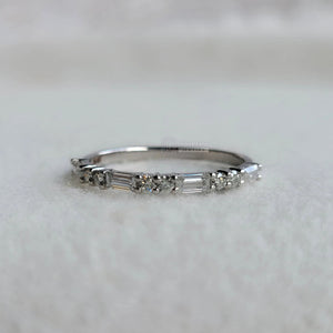 Half Eternity Lab Diamond Wedding Band in 14K White Gold