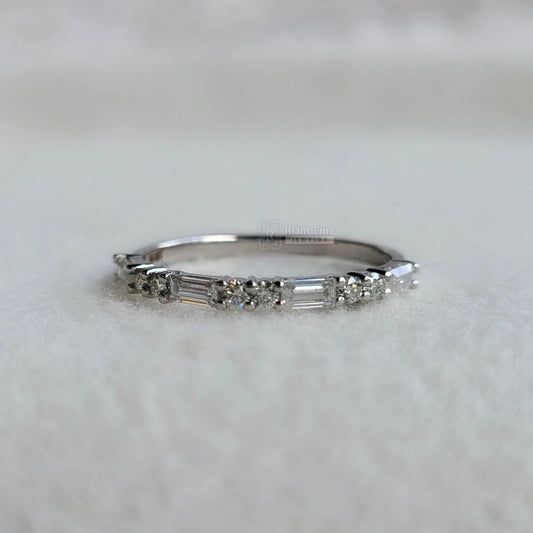 Half Eternity Lab Diamond Wedding Band in 14K White Gold - Riant Fine Jewelry LLC
