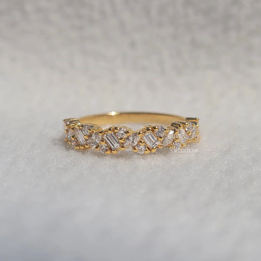 Half Eternity Multi Shape Diamond Wedding Band - Riant Fine Jewelry
