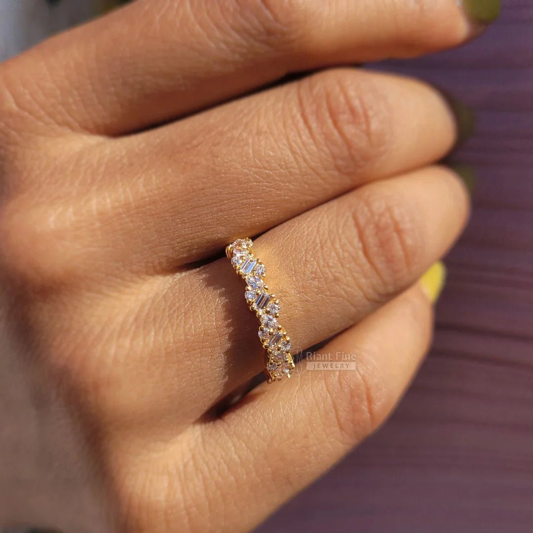 Half Eternity Multi Shape Diamond Wedding Band - Riant Fine Jewelry