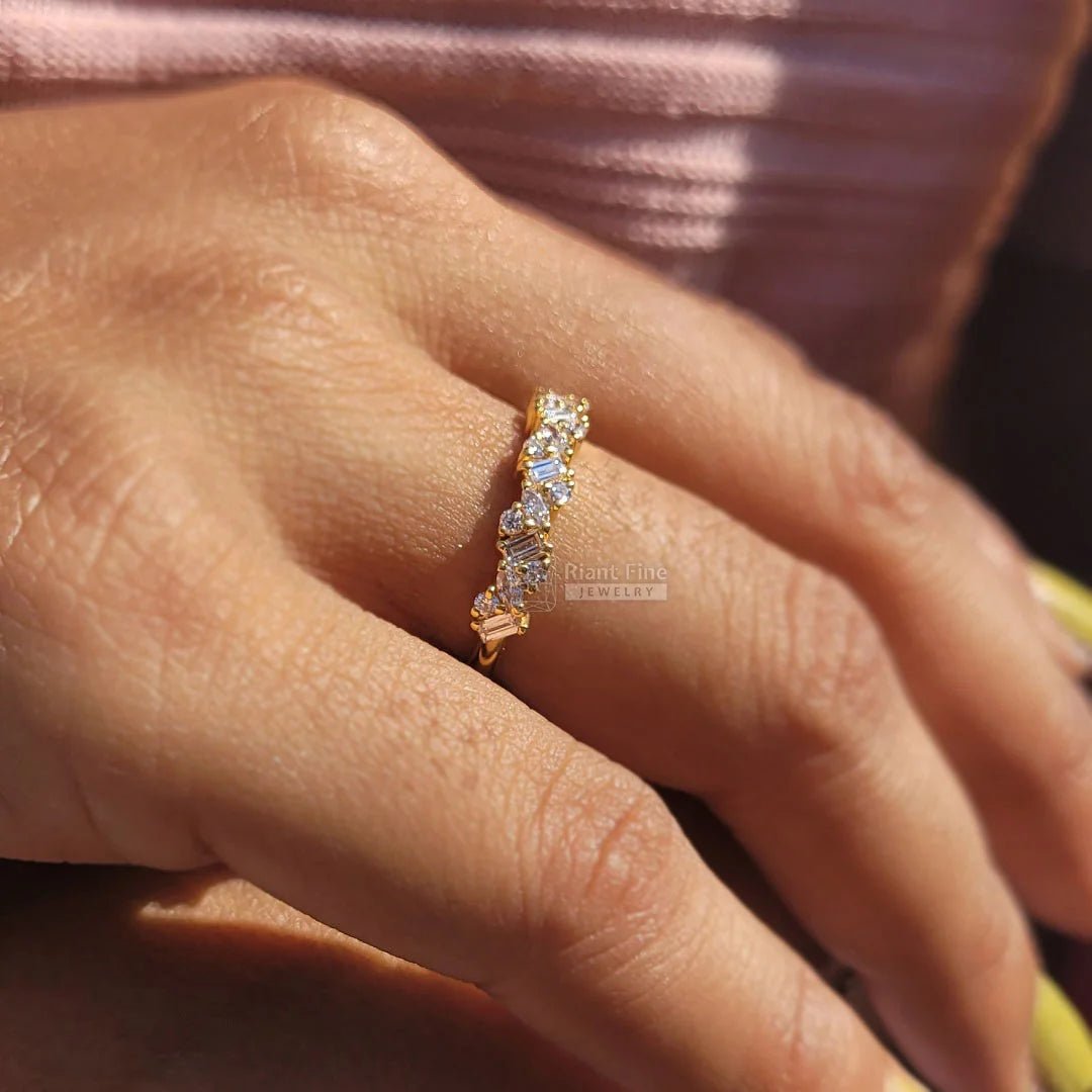Half Eternity Multi Shape Diamond Wedding Band - Riant Fine Jewelry