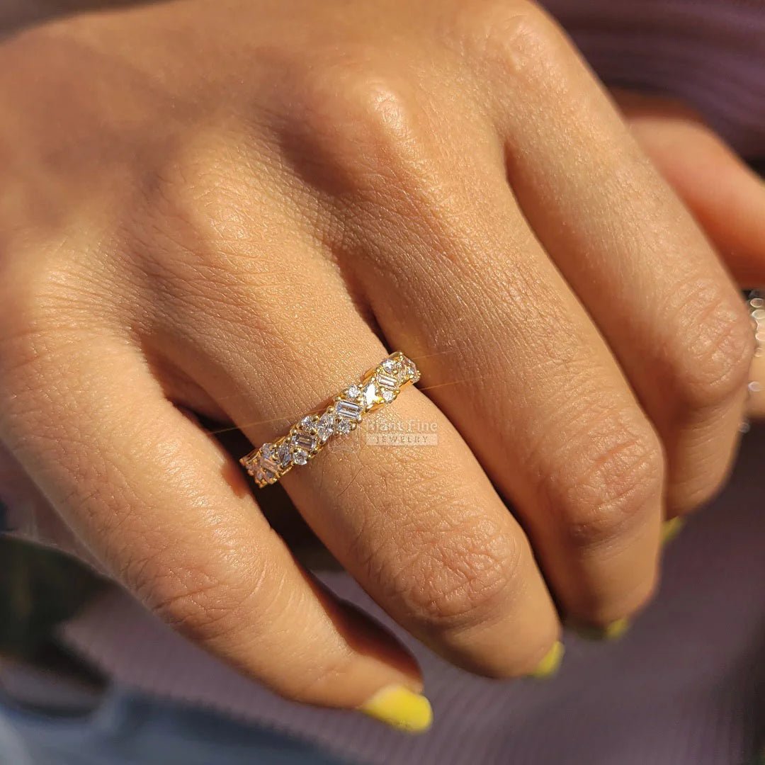 Half Eternity Multi Shape Diamond Wedding Band - Riant Fine Jewelry