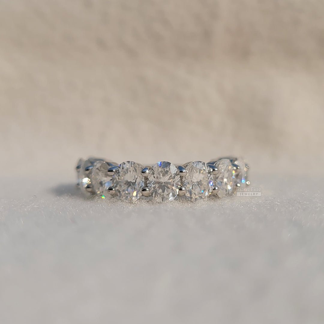 Half Eternity Oval Lab Grown Diamond Wedding Band - Riant Fine Jewelry LLC