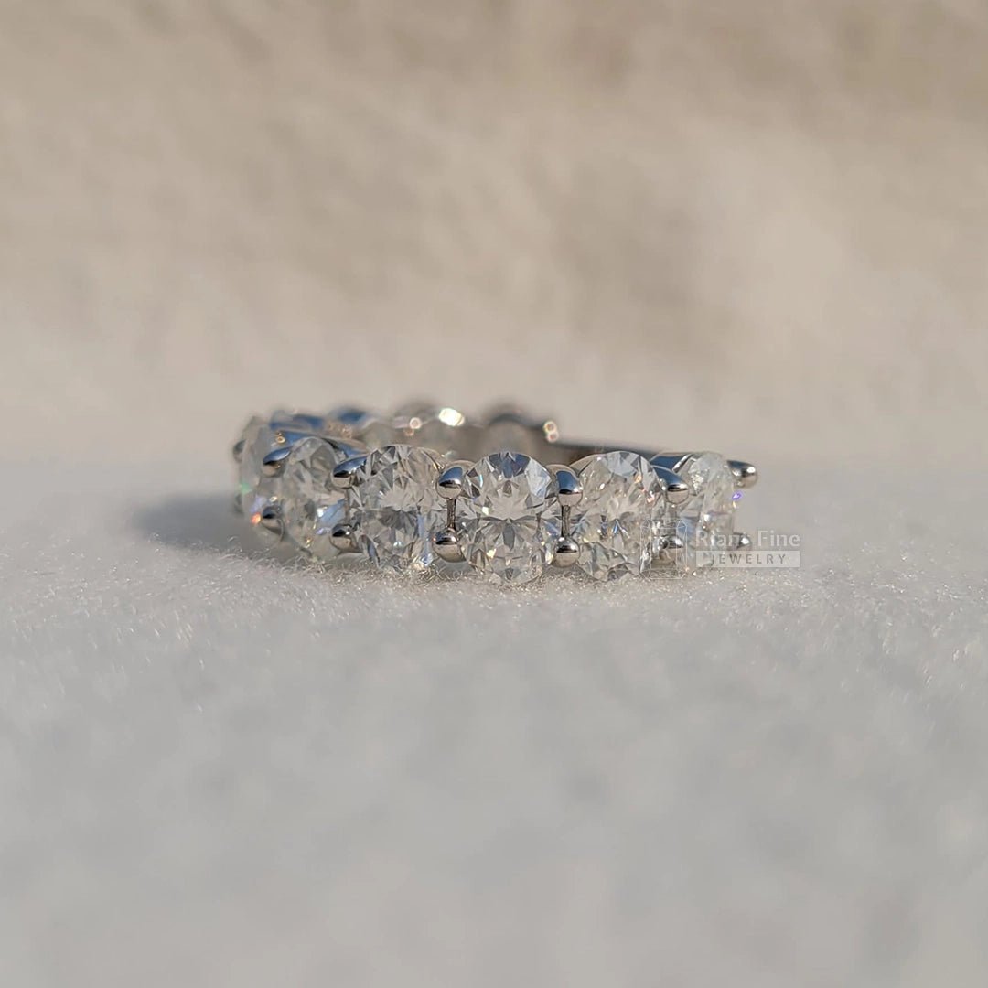 Half Eternity Oval Lab Grown Diamond Wedding Band - Riant Fine Jewelry LLC
