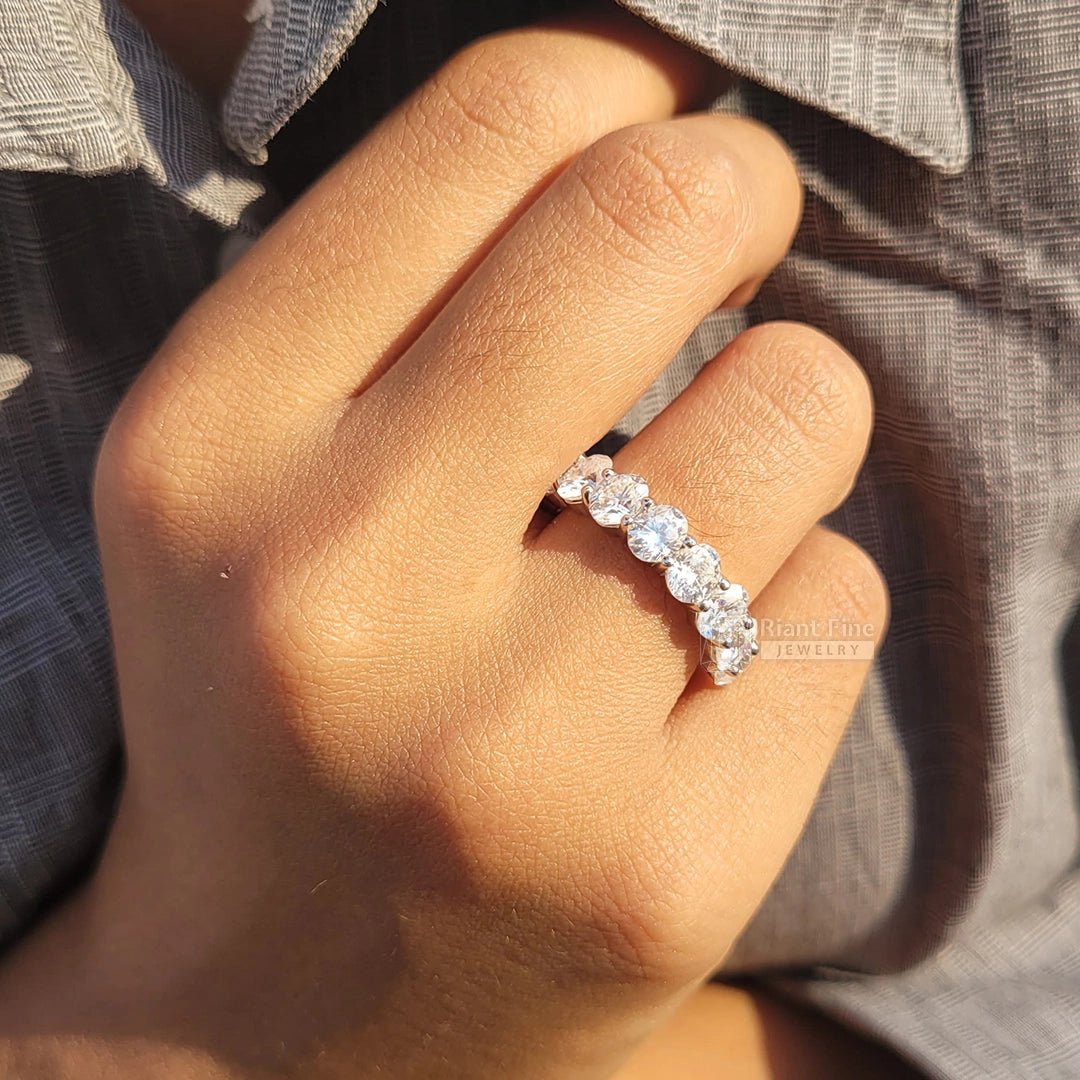 Half Eternity Oval Lab Grown Diamond Wedding Band - Riant Fine Jewelry LLC