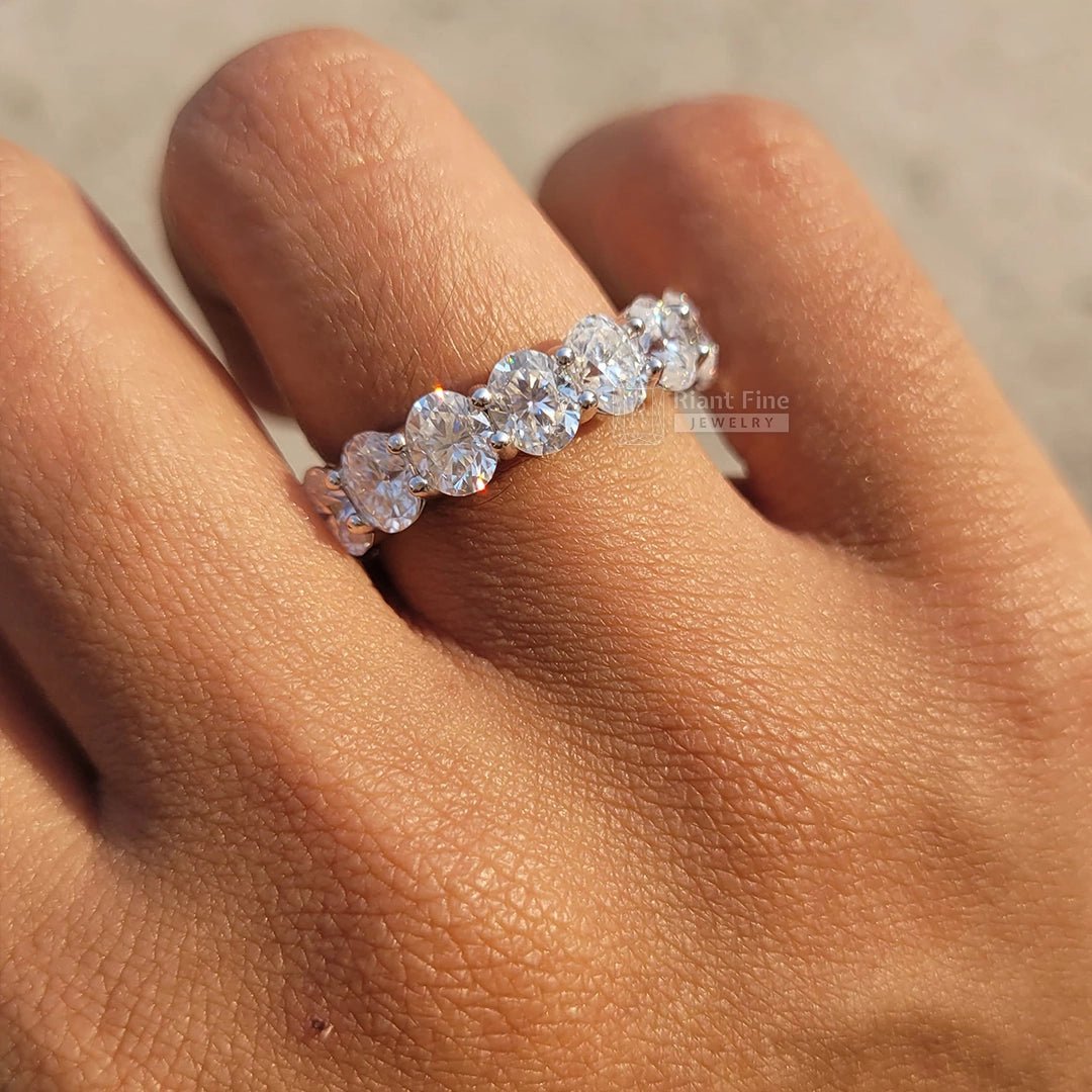 Half Eternity Oval Lab Grown Diamond Wedding Band - Riant Fine Jewelry LLC