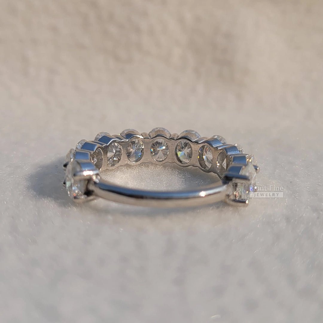 Half Eternity Oval Lab Grown Diamond Wedding Band - Riant Fine Jewelry LLC