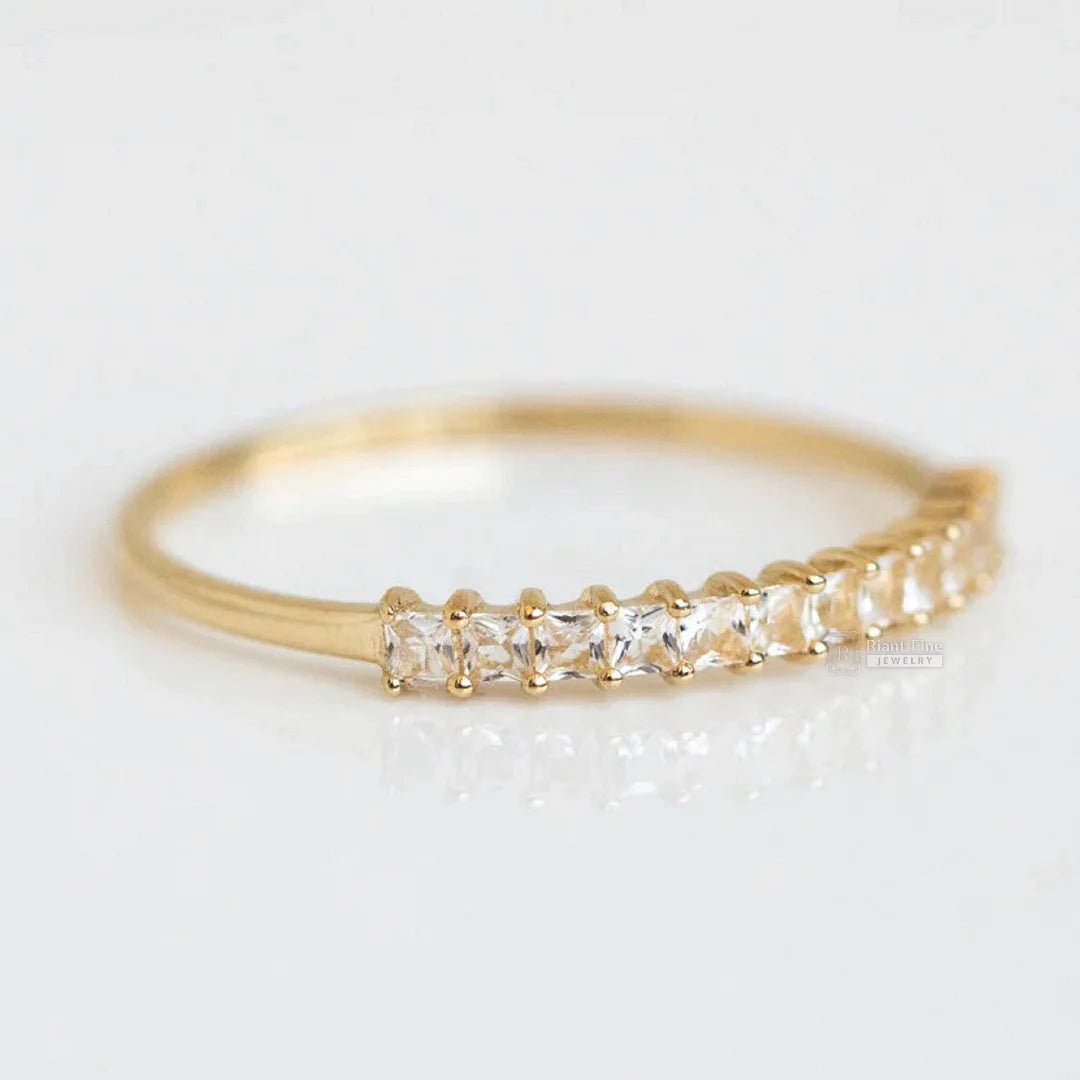 Half Eternity Princess Cut Lab Diamond Wedding Band - Riant Fine Jewelry LLC