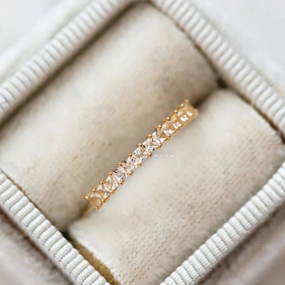 Half Eternity Princess Cut Lab Diamond Wedding Band - Riant Fine Jewelry LLC