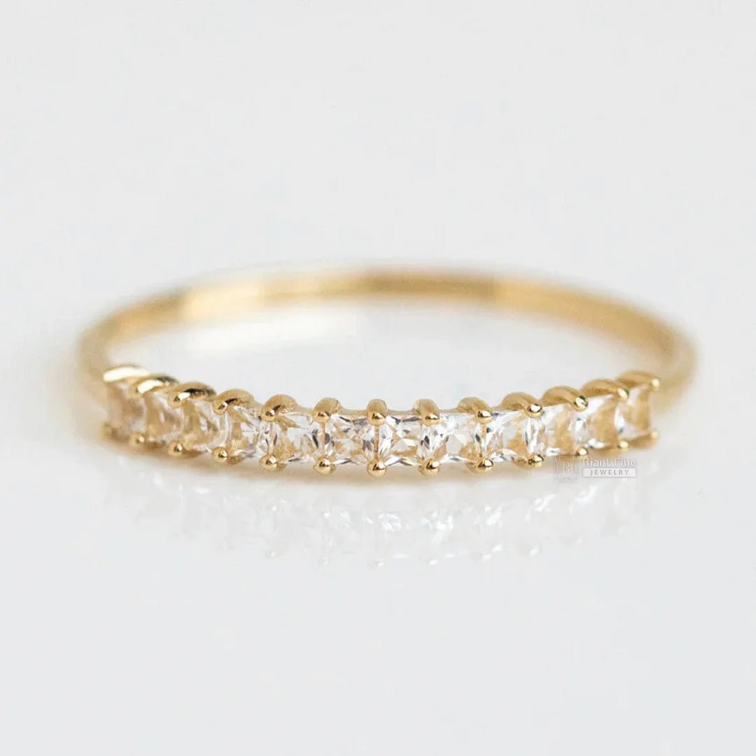 Half Eternity Princess Cut Lab Diamond Wedding Band - Riant Fine Jewelry LLC
