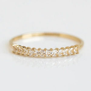 Half Eternity Princess Cut Lab Diamond Wedding Band