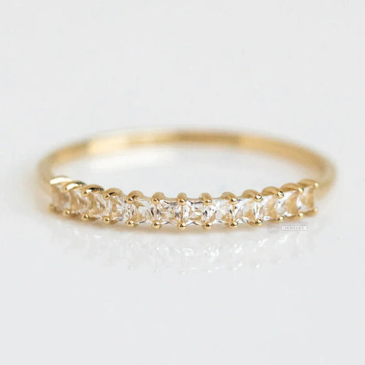 Half Eternity Princess Cut Lab Diamond Wedding Band - Riant Fine Jewelry LLC