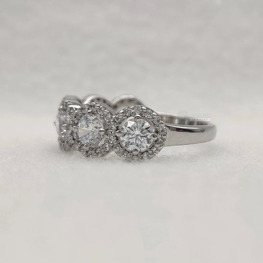 Half Eternity Round Diamond Halo Wedding Band for Women - Riant Fine Jewelry LLC