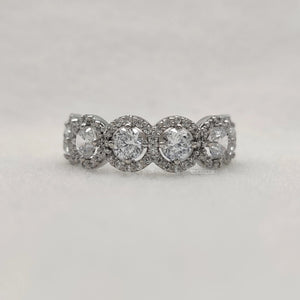 Half Eternity Round Diamond Halo Wedding Band for Women