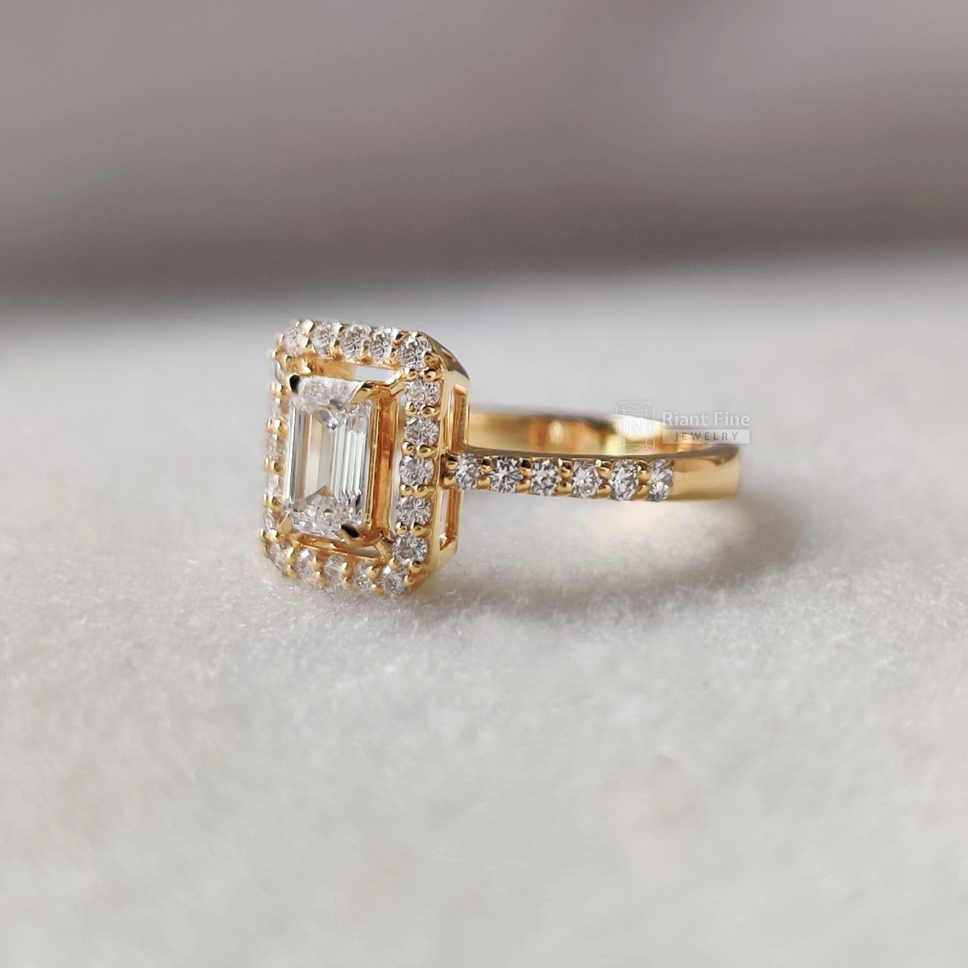 Riant Fine Jewelry : lab diamond rings, emerald lab grown diamond rings, vintage wedding rings, unique halo rings, pave set engagement rings, jewelry