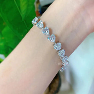 Heart Cut Moissanite Diamond Tennis Bracelet in 14K Gold