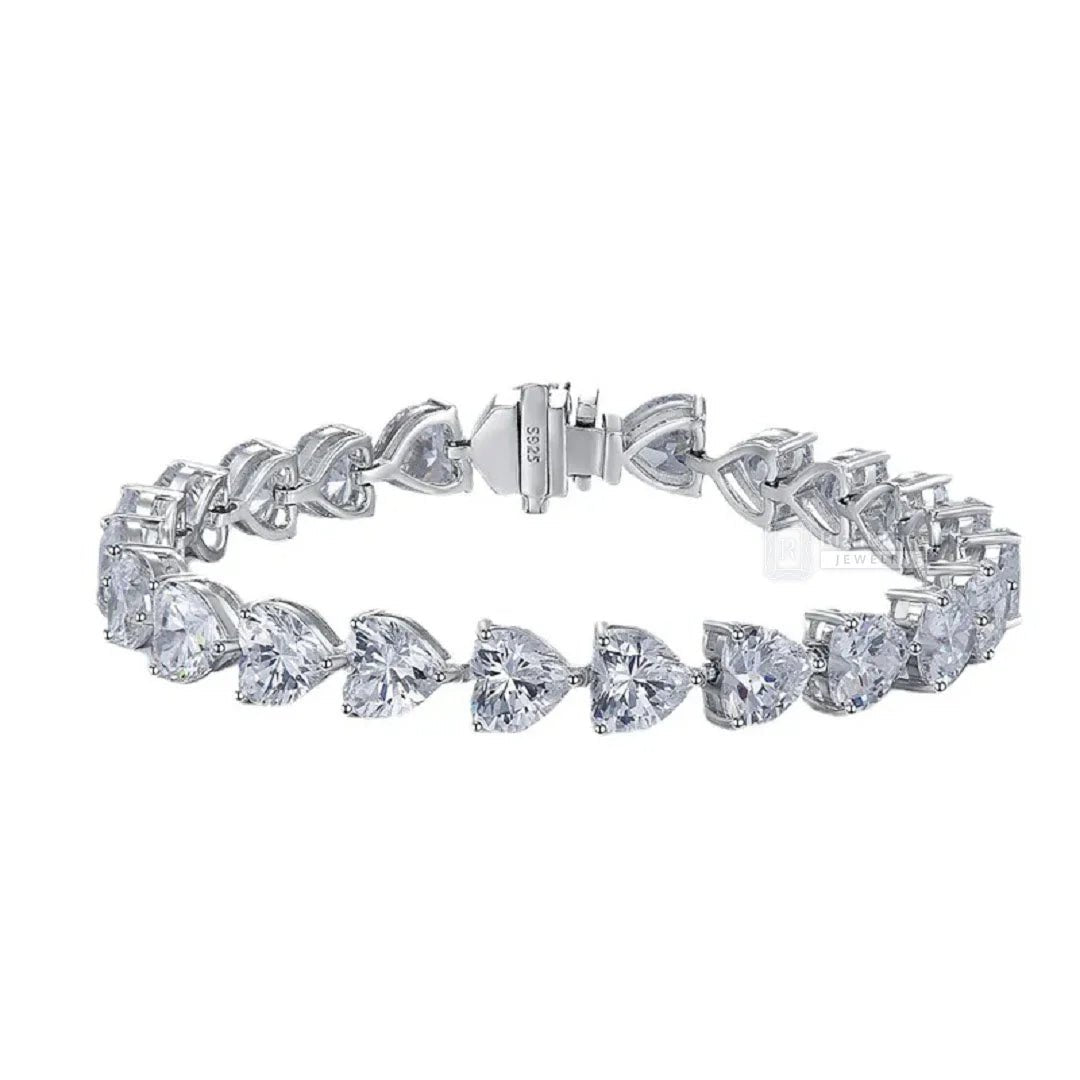 Heart Cut Moissanite Diamond Tennis Bracelet in 14K Gold - Riant Fine Jewelry LLC