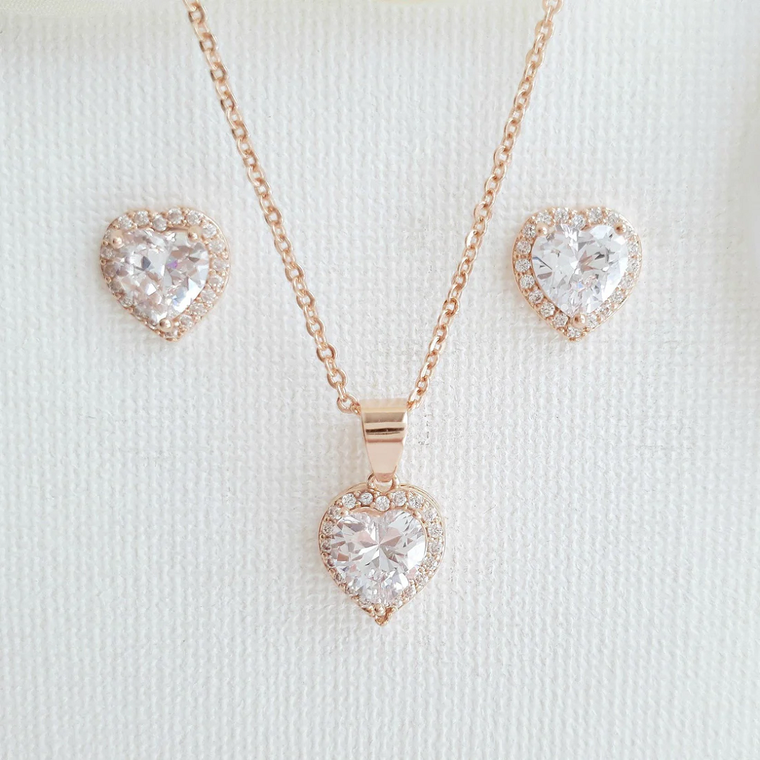 Heart Cut Earrings & Pendant Moissanite Jewelry