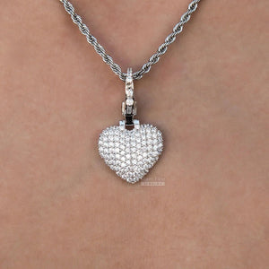 Heart Shape Round Moissanite Pendant In 14K Gold