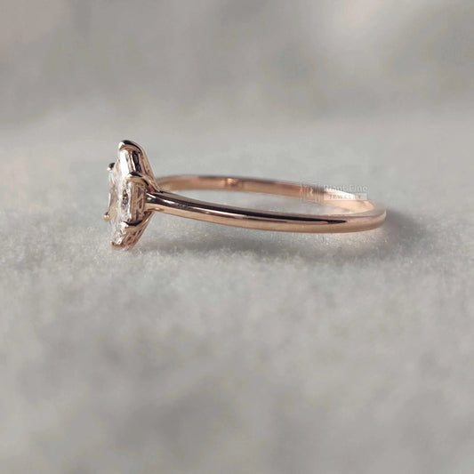 Hexagon Diamond Solitaire Engagement Rings In 14K Rose Gold - Riant Fine Jewelry LLC