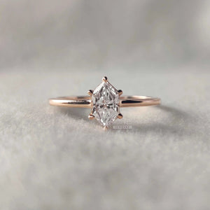 Hexagon Diamond Solitaire Engagement Rings In 14K Rose Gold
