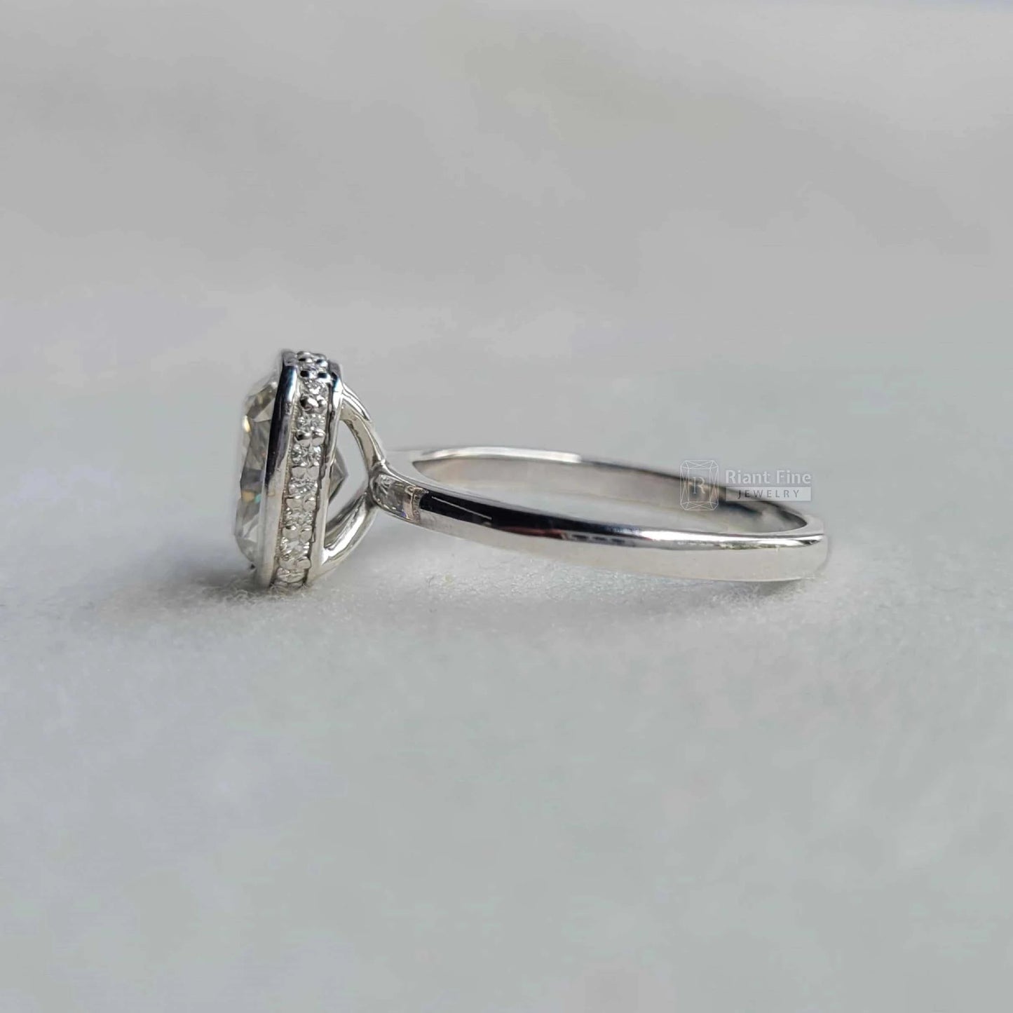 Hidden Halo Cushion Cut Lab Grown Diamond Engagement Ring - Riant Fine Jewelry LLC
