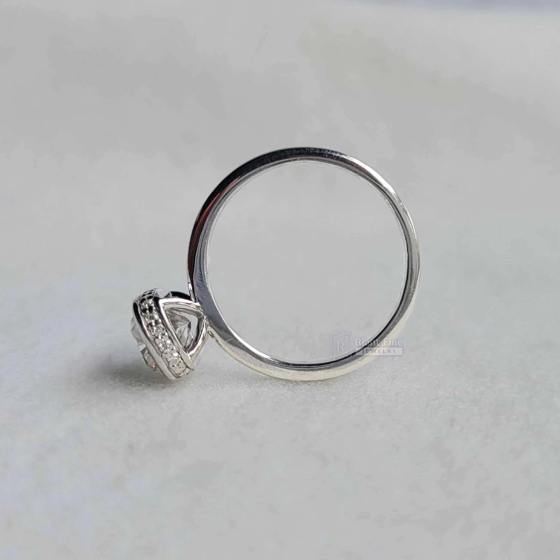 Hidden Halo Cushion Cut Lab Grown Diamond Engagement Ring - Riant Fine Jewelry LLC