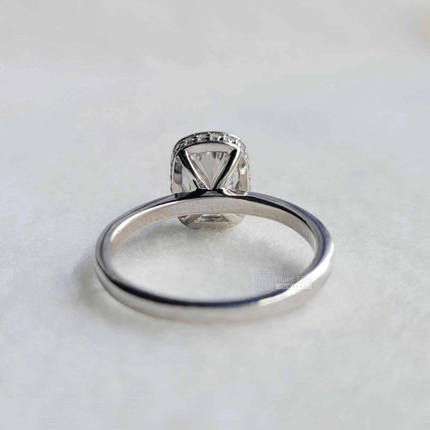 Hidden Halo Cushion Cut Lab Grown Diamond Engagement Ring - Riant Fine Jewelry LLC