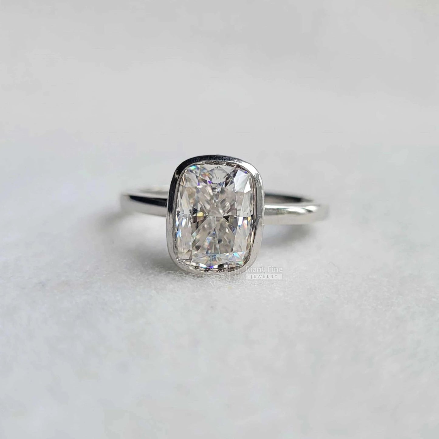 Hidden Halo Cushion Cut Lab Grown Diamond Engagement Ring - Riant Fine Jewelry LLC